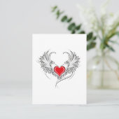 Red Angel Heart mit Flügeln Feiertagskarte (Stehend Vorderseite)