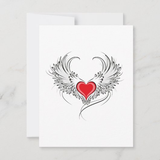 Red Angel Heart mit Flügeln Feiertagskarte (Vorderseite)