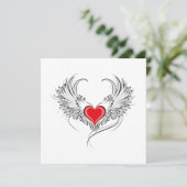 Red Angel Heart mit Flügeln Feiertagskarte (Stehend Vorderseite)
