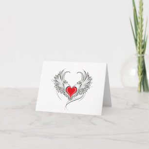 Red Angel Heart mit Flügeln Feiertagskarte