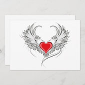 Red Angel Heart mit Flügeln Feiertagskarte (Vorne/Hinten)