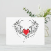 Red Angel Heart mit Flügeln Feiertagskarte (Stehend Vorderseite)