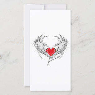 Red Angel Heart mit Flügeln Feiertagskarte