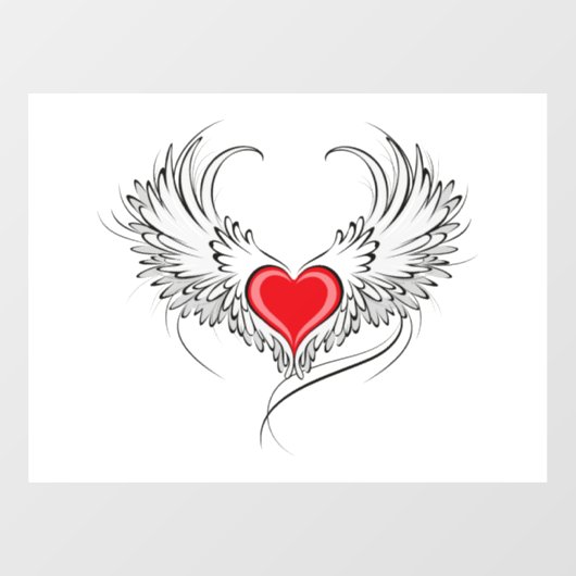 Red Angel Heart mit Flügeln Fensteraufkleber (Blatt)