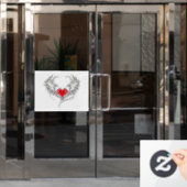 Red Angel Heart mit Flügeln Fensteraufkleber (Büro Tür)