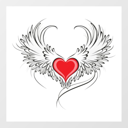 Red Angel Heart mit Flügeln Fensteraufkleber (Blatt)