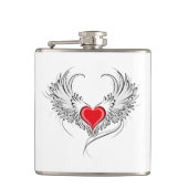 Red Angel Heart mit Flügeln Flachmann (Vorderseite)