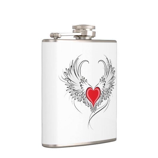 Red Angel Heart mit Flügeln Flachmann (Rechts)