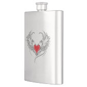 Red Angel Heart mit Flügeln Flachmann (Links)