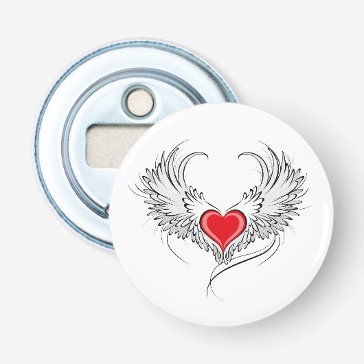 Red Angel Heart mit Flügeln Flaschenöffner (Vorderseite)