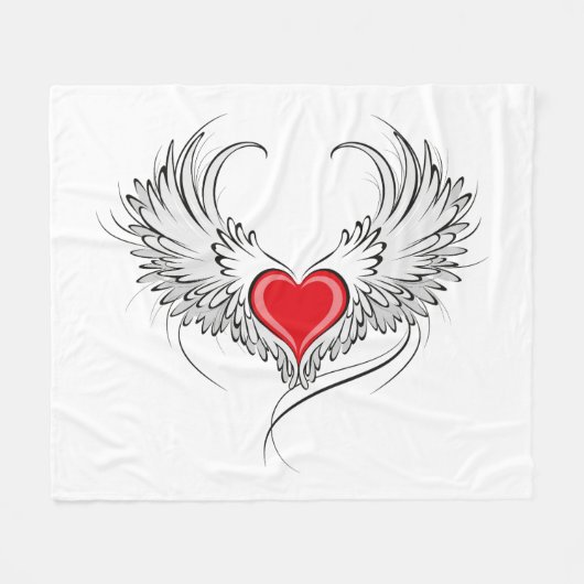 Red Angel Heart mit Flügeln Fleecedecke (Vorderseite (Horizontal))
