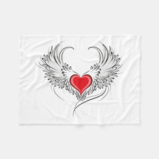 Red Angel Heart mit Flügeln Fleecedecke (Vorderseite (Horizontal))