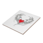 Red Angel Heart mit Flügeln Fliese (Seite)