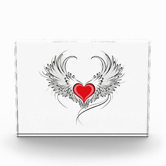 Red Angel Heart mit Flügeln Fotoblock (Vorderseite)