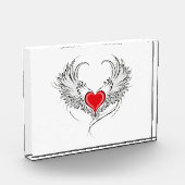 Red Angel Heart mit Flügeln Fotoblock (Links)