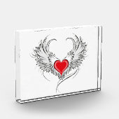 Red Angel Heart mit Flügeln Fotoblock (Links)