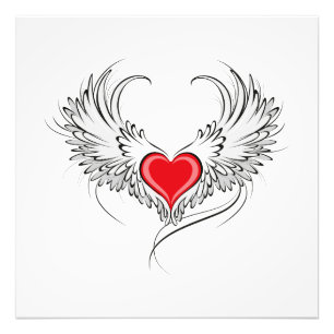 Red Angel Heart mit Flügeln Fotodruck
