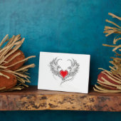 Red Angel Heart mit Flügeln Fotoplatte (Seite)