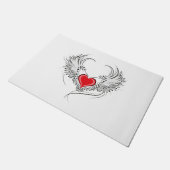 Red Angel Heart mit Flügeln Fußmatte (Schrägansicht)