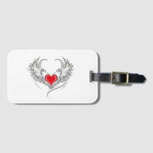 Red Angel Heart mit Flügeln Gepäckanhänger
