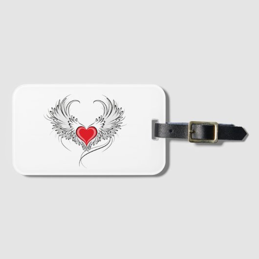 Red Angel Heart mit Flügeln Gepäckanhänger (Vorderseite (Horizontal))
