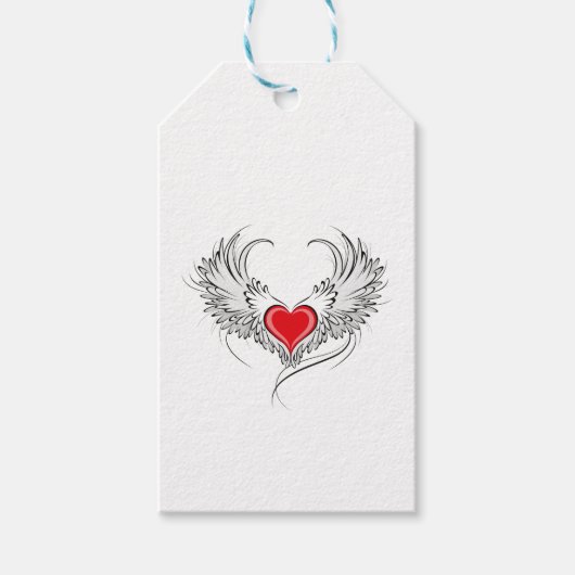 Red Angel Heart mit Flügeln Geschenkanhänger (Vorderseite)
