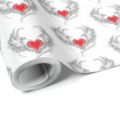 Red Angel Heart mit Flügeln Geschenkpapier (Rolleneckpunkt)