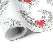 Red Angel Heart mit Flügeln Geschenkpapier (Rolleneckpunkt)