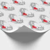 Red Angel Heart mit Flügeln Geschenkpapier (Ecke)