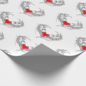 Red Angel Heart mit Flügeln Geschenkpapier (Ecke)