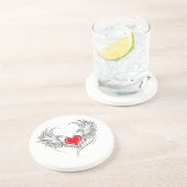 Red Angel Heart mit Flügeln Getränkeuntersetzer (Seite)