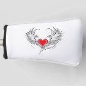 Red Angel Heart mit Flügeln Golf Headcover (Vorderseite)