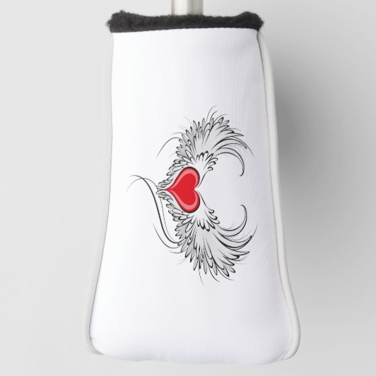 Red Angel Heart mit Flügeln Golf Headcover (Rotieren 90)