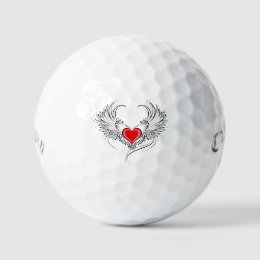 Red Angel Heart mit Flügeln Golfball (Vorderseite)