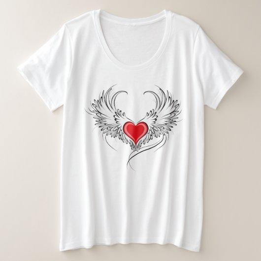 Red Angel Heart mit Flügeln Große Größe T-Shirt (Design vorne)