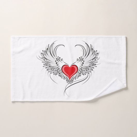 Red Angel Heart mit Flügeln Handtuch (Handtuch)