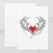 Red Angel Heart mit Flügeln Hinweiskarte (Vorne/Hinten)