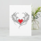 Red Angel Heart mit Flügeln Hinweiskarte (Stehend Vorderseite)