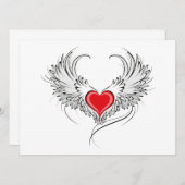 Red Angel Heart mit Flügeln Hinweiskarte (Vorne/Hinten)