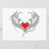Red Angel Heart mit Flügeln Hinweiskarte (Vorderseite)
