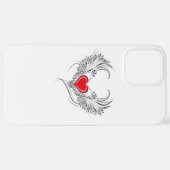 Red Angel Heart mit Flügeln iPhone Hülle (Hinten horizontal)