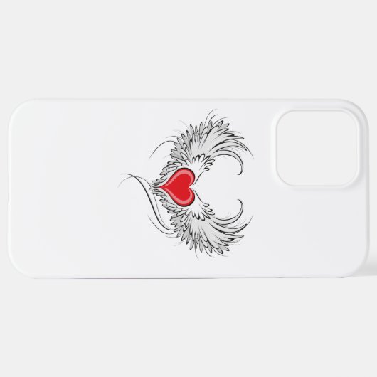 Red Angel Heart mit Flügeln iPhone Hülle (Hinten horizontal)