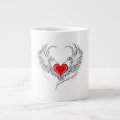 Red Angel Heart mit Flügeln Jumbo-Tasse (Vorderseite)