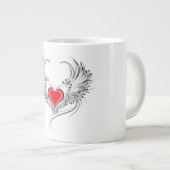 Red Angel Heart mit Flügeln Jumbo-Tasse (Vorderseite Rechts)
