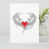 Red Angel Heart mit Flügeln Karte (Stehend Vorderseite)