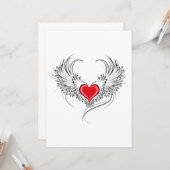 Red Angel Heart mit Flügeln Karte (Vorderseite/Rückseite Beispiel)