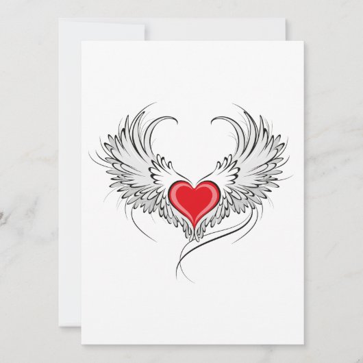 Red Angel Heart mit Flügeln Karte (Vorderseite)