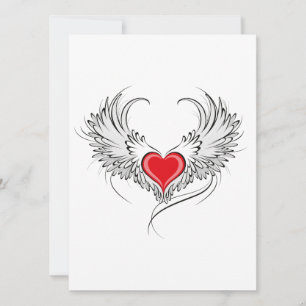 Red Angel Heart mit Flügeln Karte