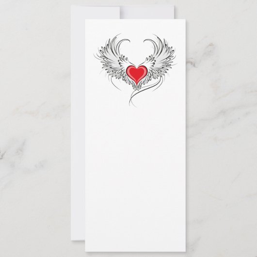 Red Angel Heart mit Flügeln Karte (Vorderseite)