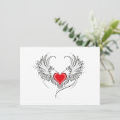 Red Angel Heart mit Flügeln Karte (Stehend Vorderseite)